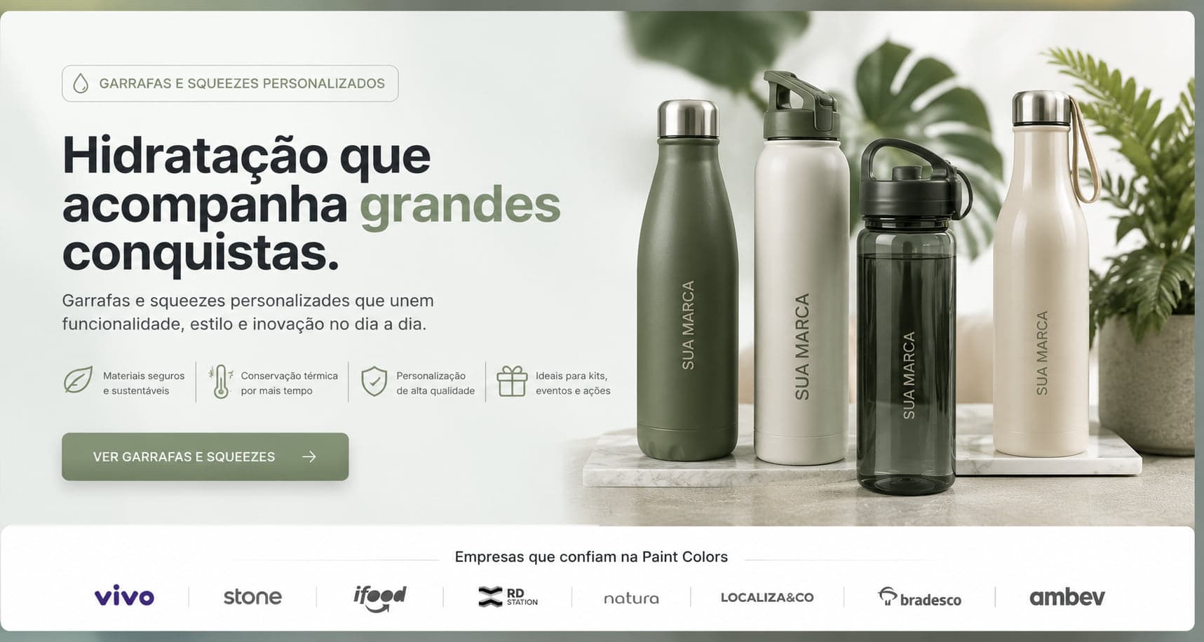 Garrafas e squeezes personalizados para empresas